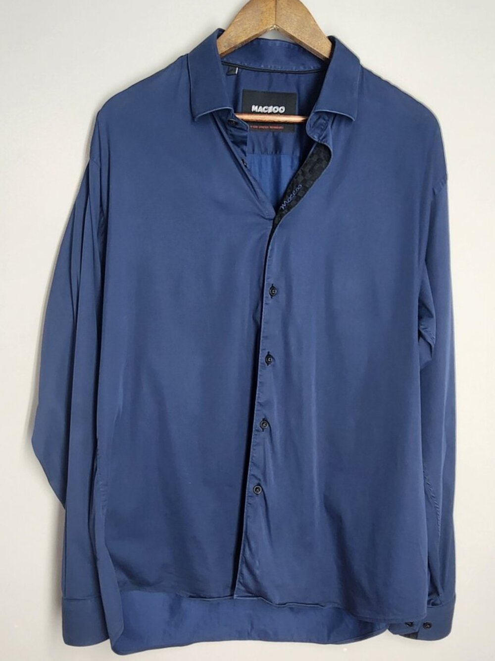 Maceoo Blue 4-Way Stretch Long Sleeve Luxury Button Up Dress Shirt Size 5 XL